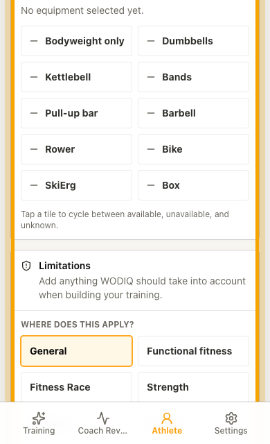 Manage athlete context mobile screenshot