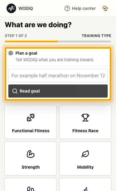 Plan toward a goal mobile screenshot