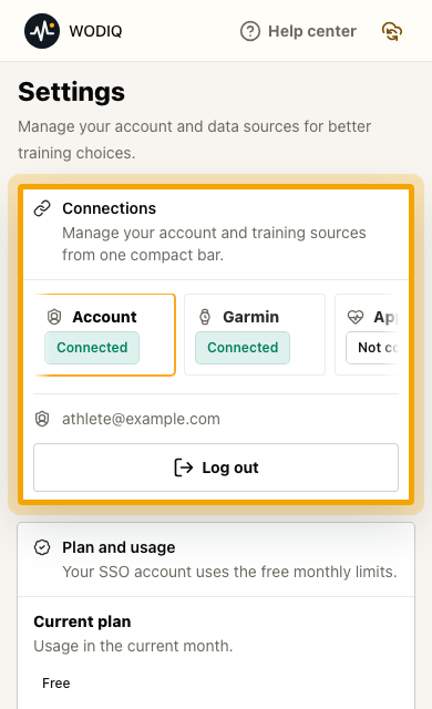 Manage settings, usage, and integrations mobile screenshot